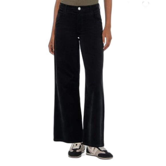 Kut From The Kloth NWT Women's Black Velvet High Rise Flare Jeans Size 12 - Picture 1 of 15